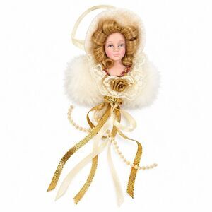 Victorian Doll Christmas Tree Ornament Ivory Lace Gold Pearl